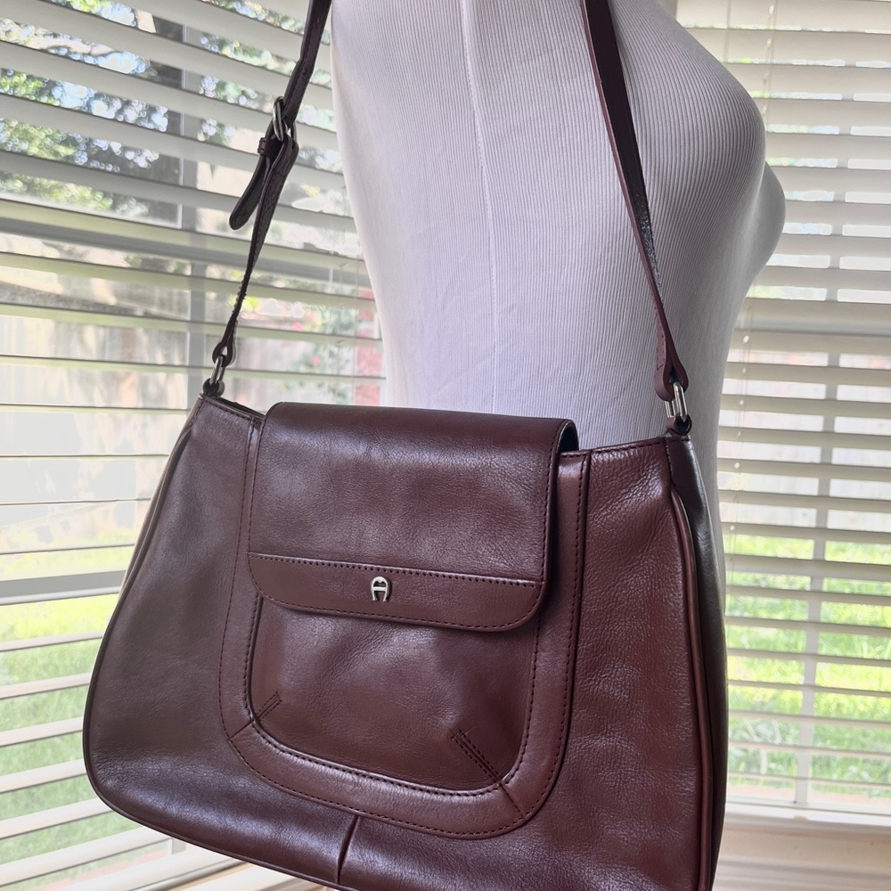 Etienne Aigner Deep Red Leather Shoulder Bag